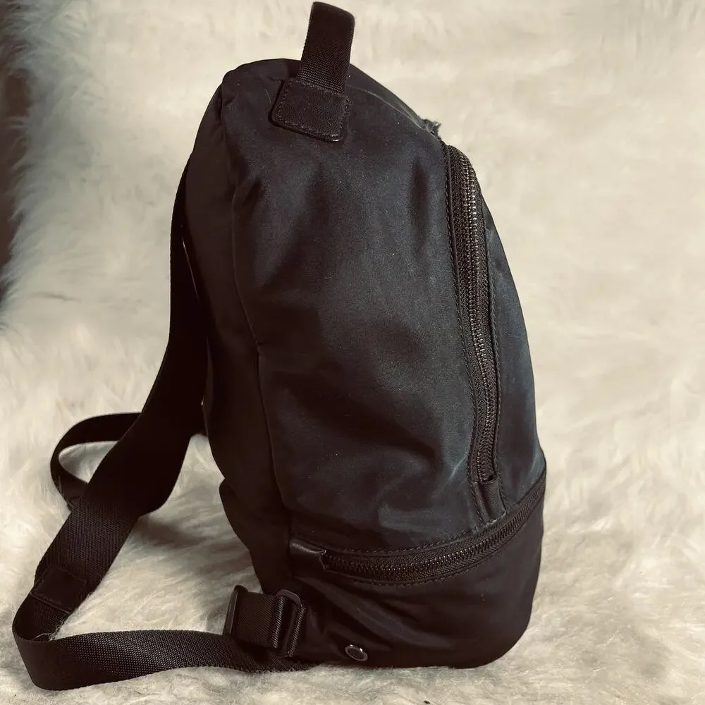 Lululemon Black Nylon Backpack Small Travel Gym Bag Shoe Compartment